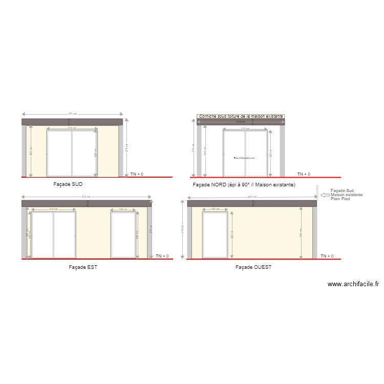 PCMI 2 Plans de façade Véranda 25. Plan de 0 pièce et 0 m2