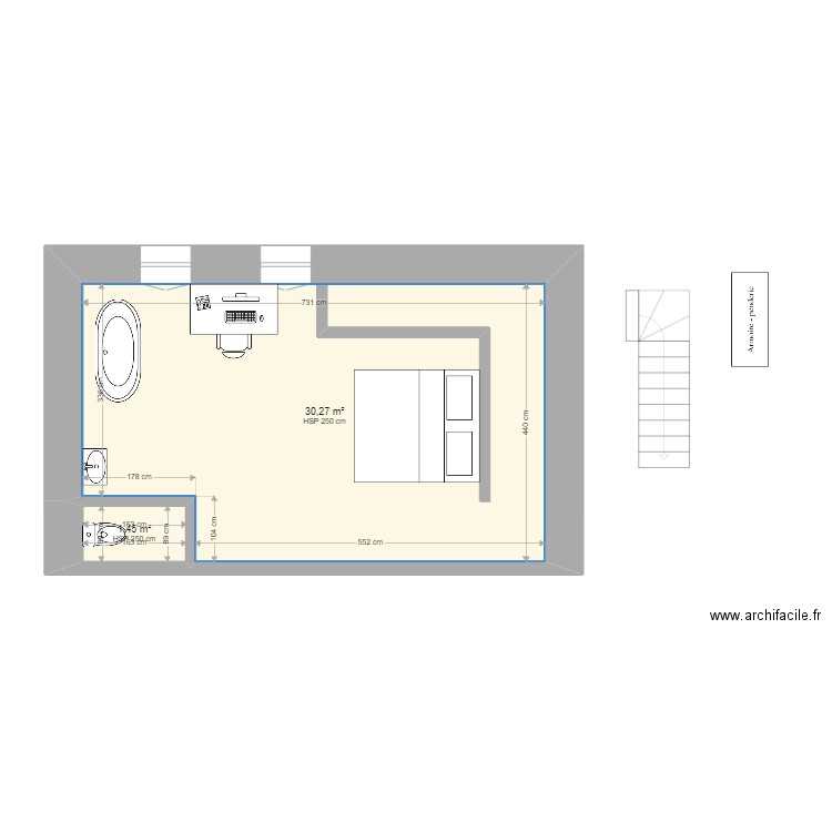 Grange Nappes 2. Plan de 3 pièces et 57 m2