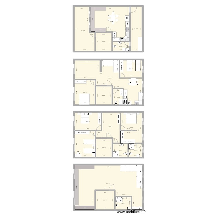 Hay ousra. Plan de 20 pièces et 336 m2