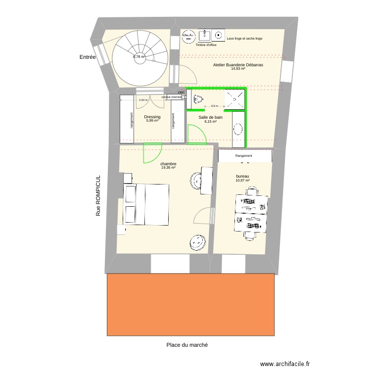 MEDISA Aménagement. Plan de 19 pièces et 197 m2