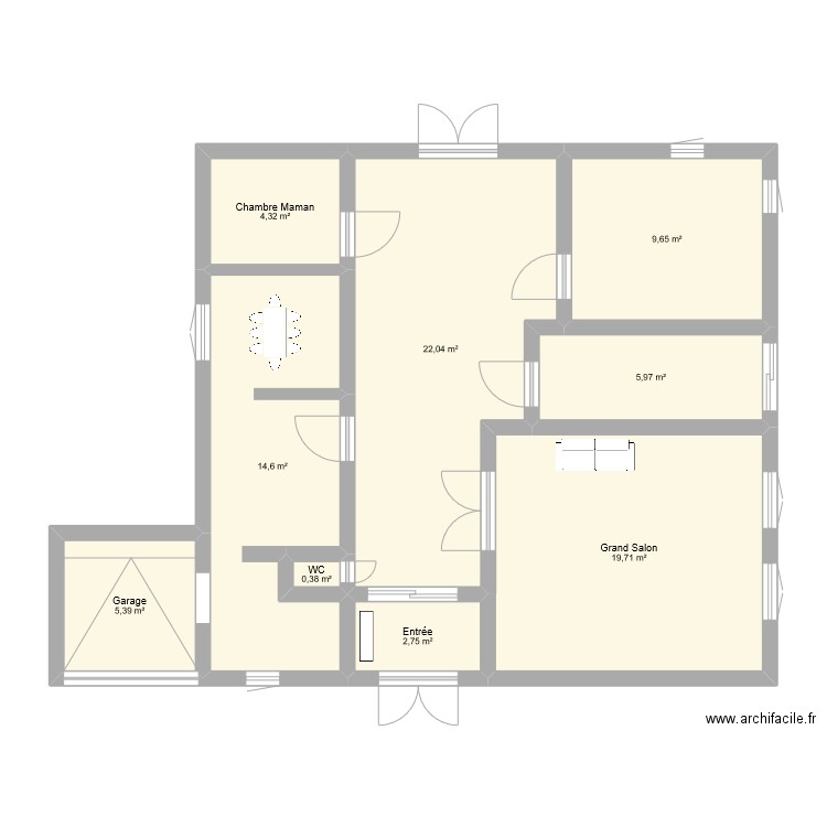 Maison Sefrou. Plan de 9 pièces et 85 m2