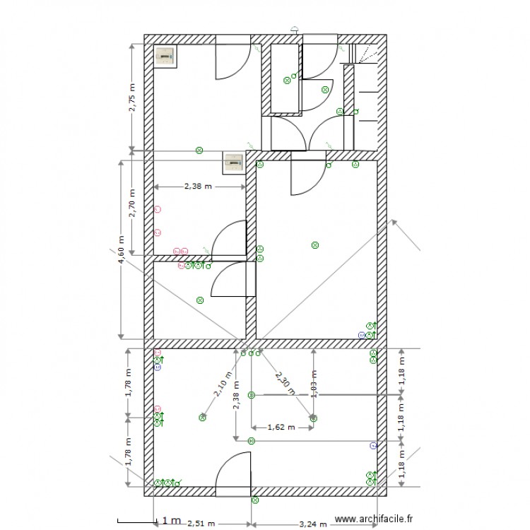 circuit electrique bas cabinet. Plan de 0 pièce et 0 m2