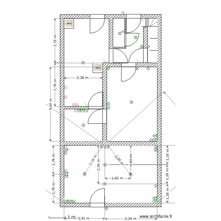 circuit electrique bas cabinet. Plan de 0 pièce et 0 m2