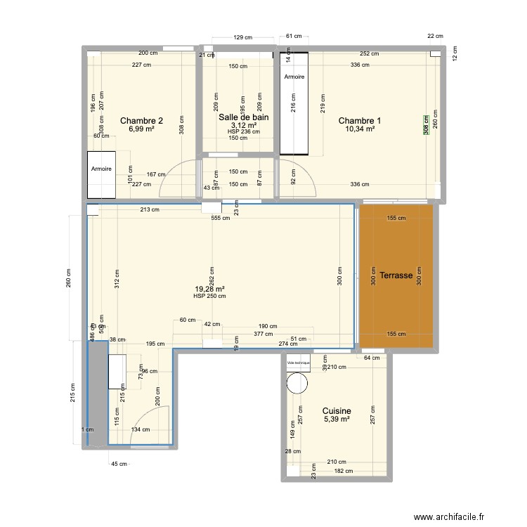 Rosas Appartement. Plan de 7 pièces et 51 m2