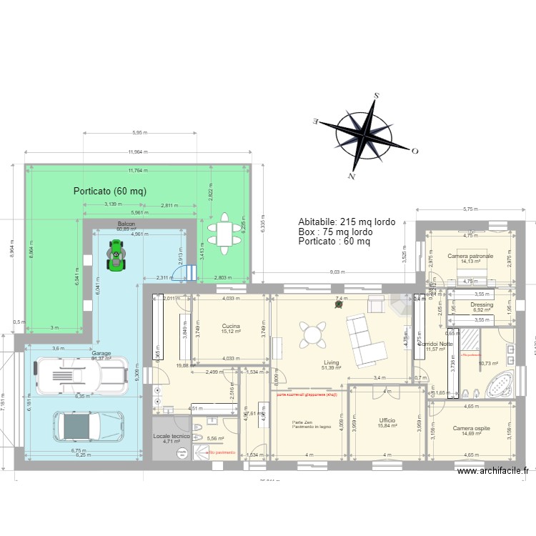 Maison 12. Plan de 14 pièces et 300 m2