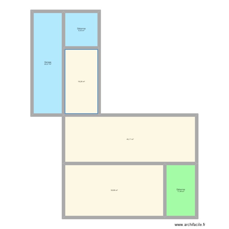 Maison V03 sans mur. Plan de 6 pièces et 143 m2