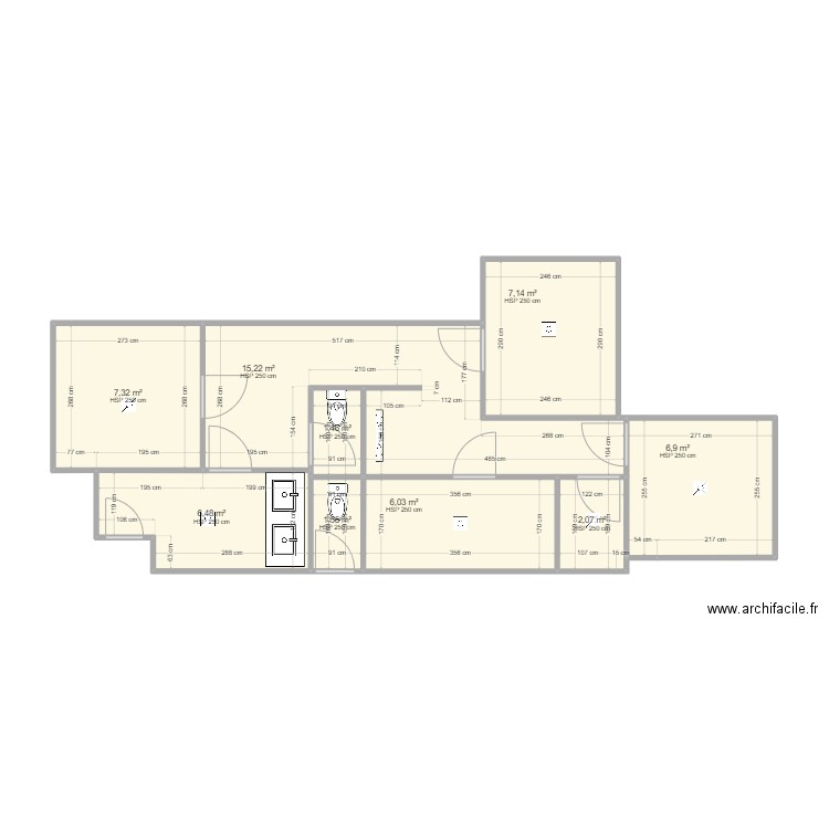 Wellness Ménuires V4. Plan de 9 pièces et 54 m2