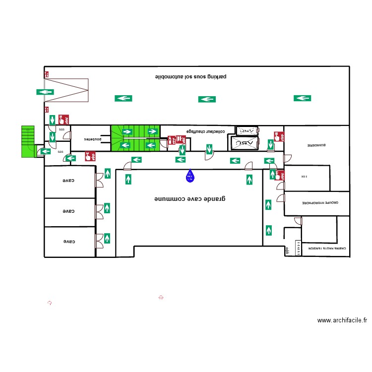 sous sol incendie bouteille 58 couloir cote cave commune. Plan de 0 pièce et 0 m2