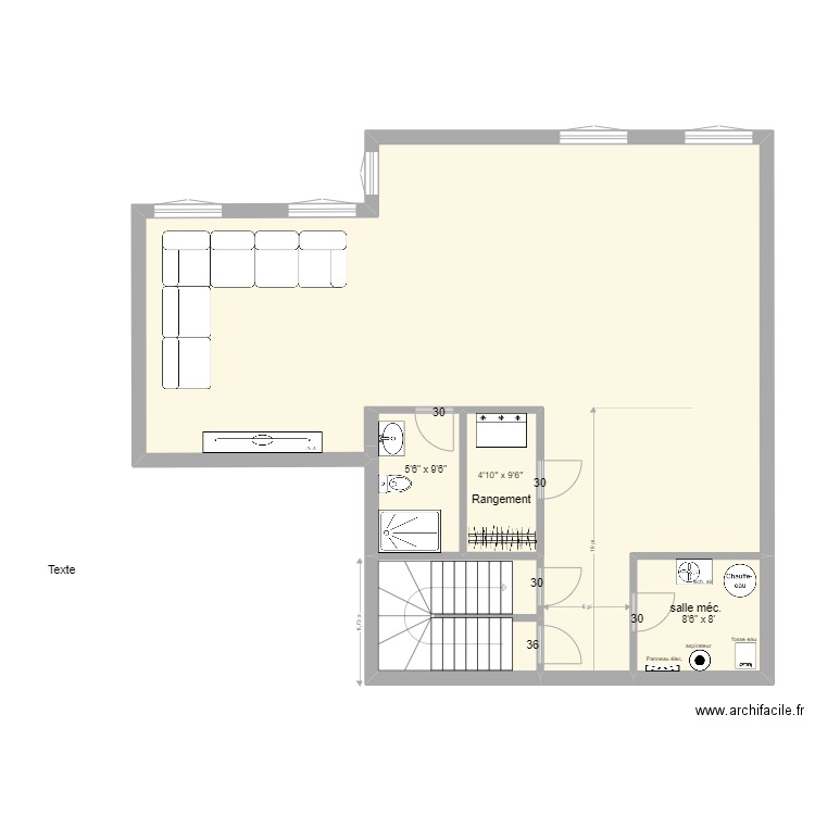 sous-sol maison legaré. Plan de 5 pièces et 109 m2