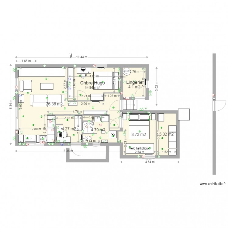 Plan avec WC dans la SDB du 12 08 . Plan de 0 pièce et 0 m2