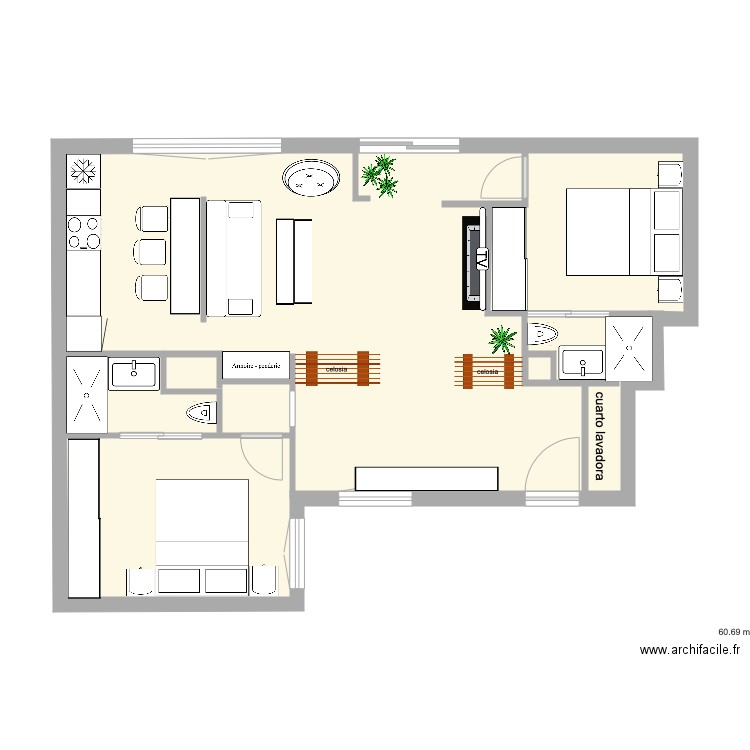 claudio Coello cocina salón 4. Plan de 0 pièce et 0 m2