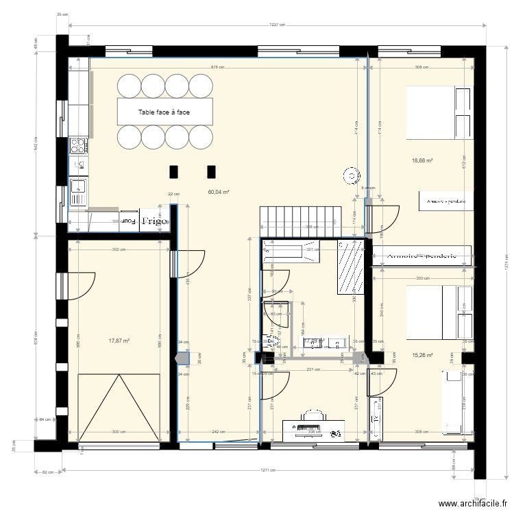 RDC Originale D. Plan de 5 pièces et 129 m2