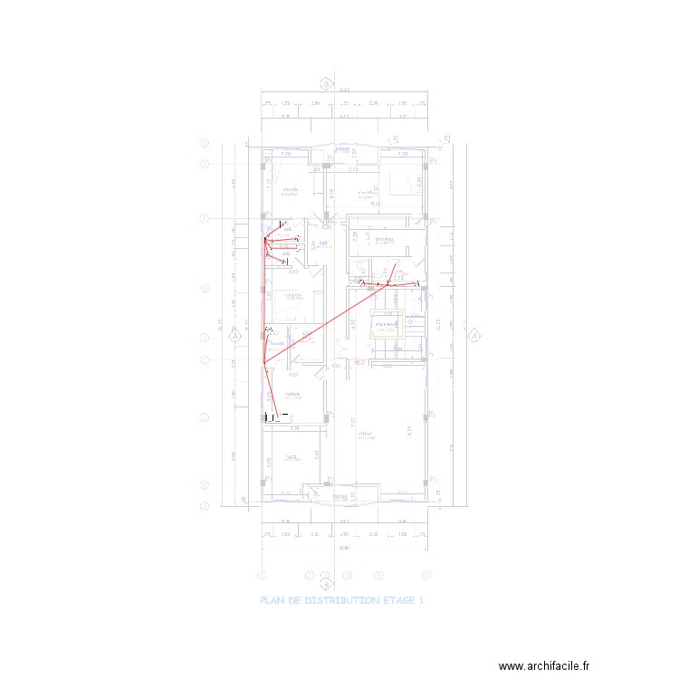 Alimentation eau chaude étage 1. Plan de 0 pièce et 0 m2