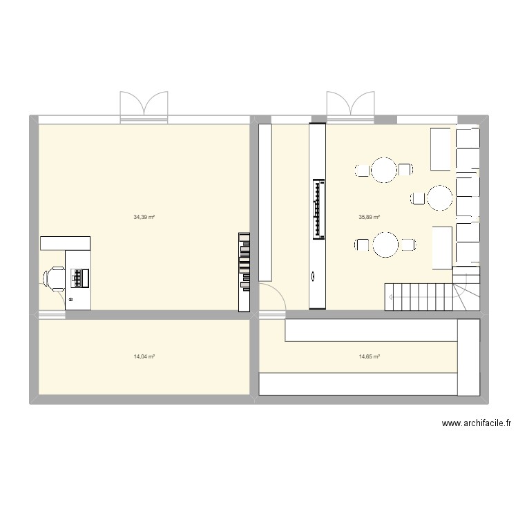 entre. Plan de 4 pièces et 99 m2