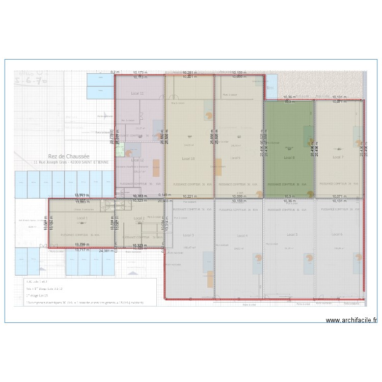 Saint Etinne RDC. Plan de 8 pièces et 1436 m2