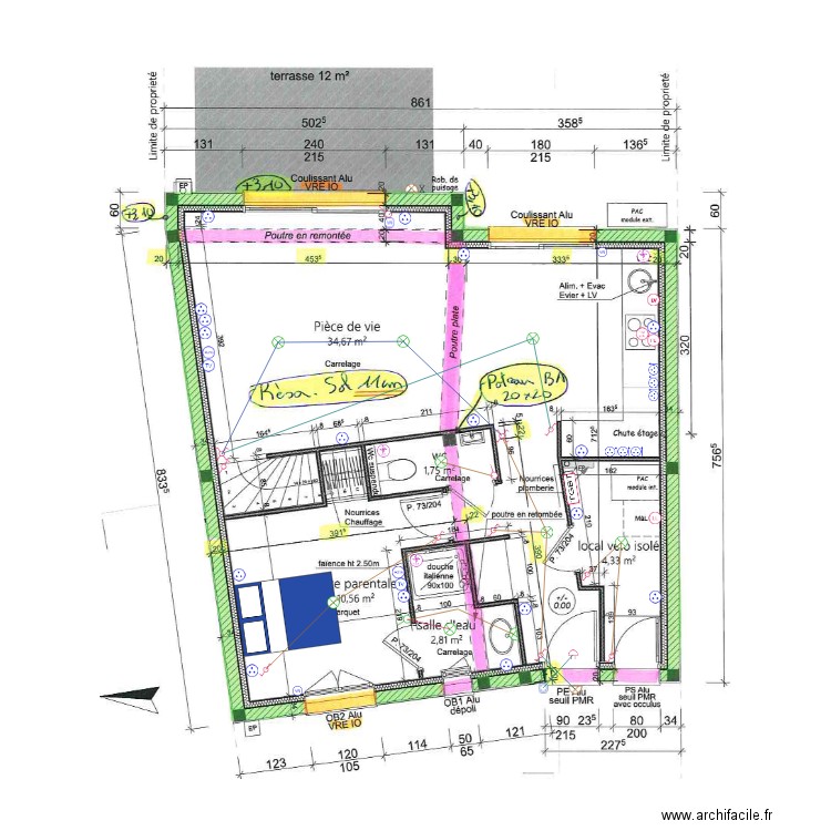 Lot B RDC. Plan de 0 pièce et 0 m2