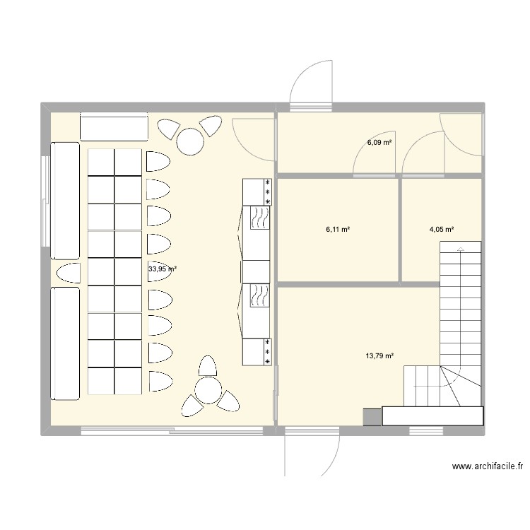 IDZIA RDC cuisine V2. Plan de 5 pièces et 64 m2