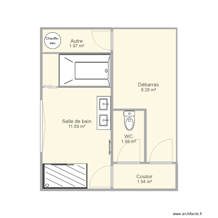 Salle de bain RDC. Plan de 0 pièce et 0 m2