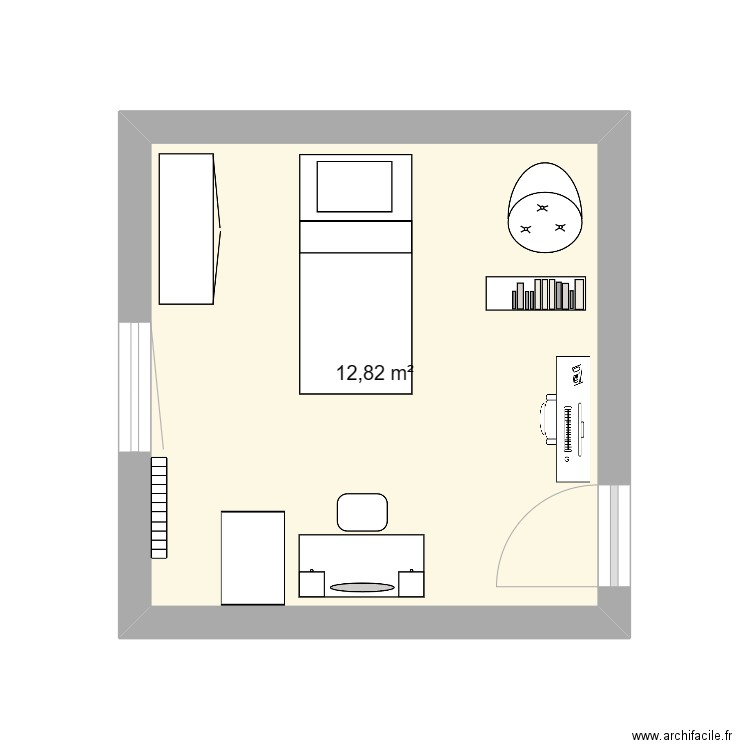 Chambre Anaïs. Plan de 1 pièce et 13 m2