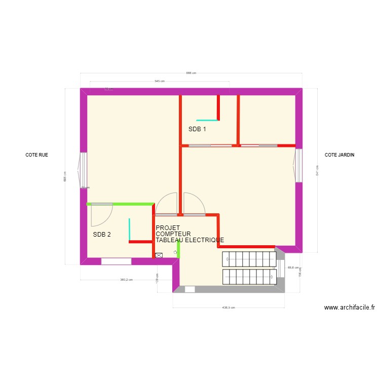 1er ENEDIS. Plan de 1 pièce et 56 m2