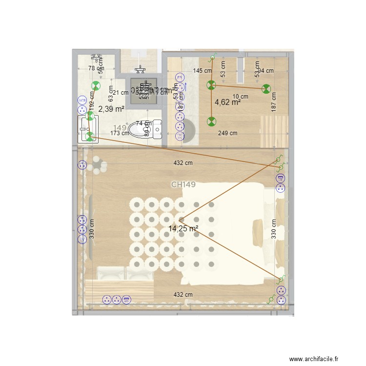 CH149. Plan de 5 pièces et 22 m2