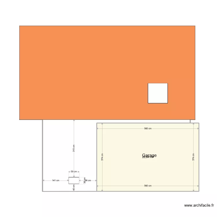Facade SUD EST GARAGE TOIT. Plan de 