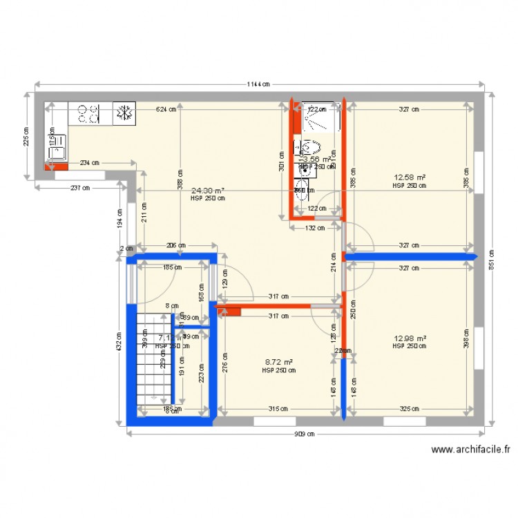 ZIMMERMANN RDC PROJET . Plan de 6 pièces et 69 m2