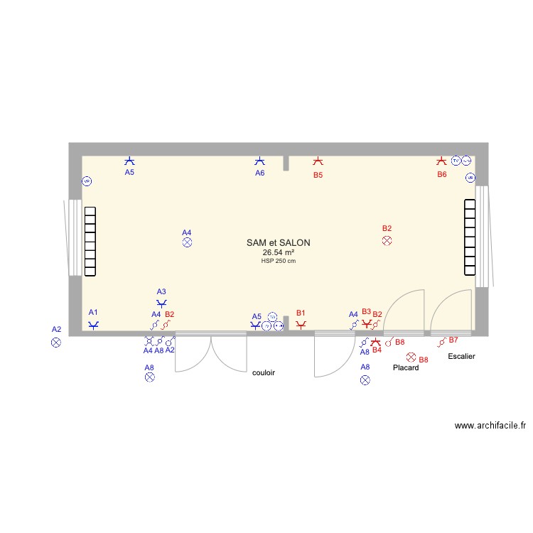 Maison Emmanuel Salon et SAM plan éléctrique. Plan de 0 pièce et 0 m2