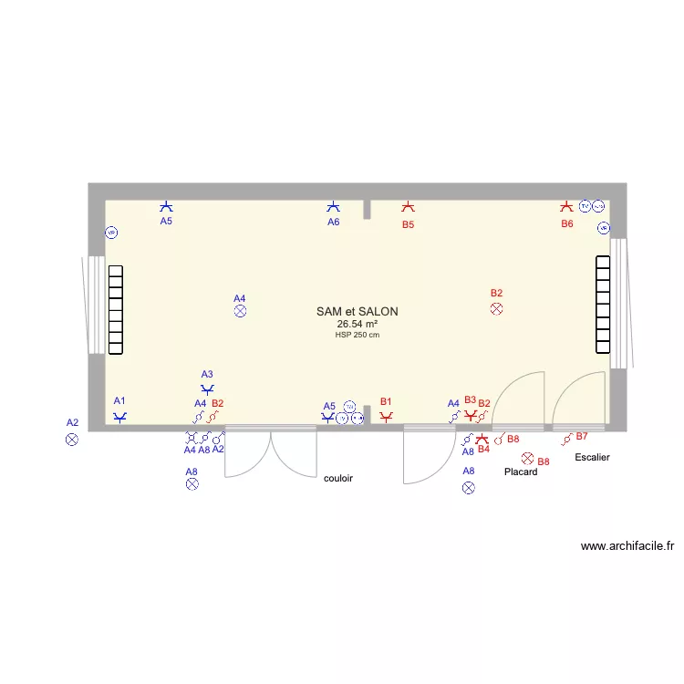 Maison Emmanuel Salon et SAM plan éléctrique. Plan de Maison Emmanuel Salon et SAM plan éléctrique. Plan de