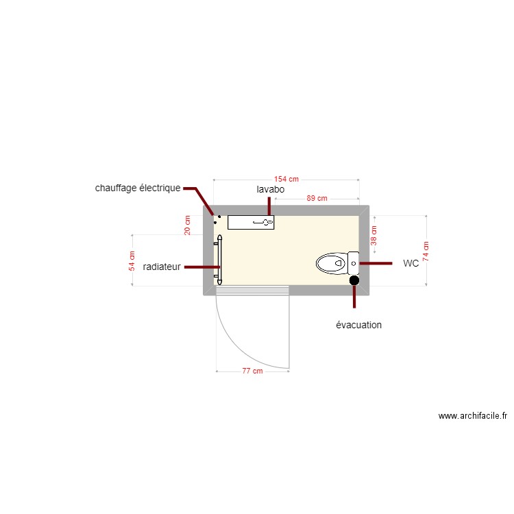 plan toilette existant dossier 6440. Plan de 0 pièce et 0 m2