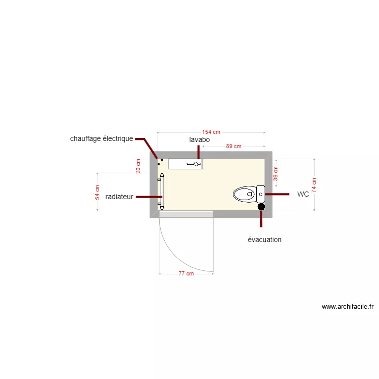 plan toilette existant dossier 6440. Plan de 