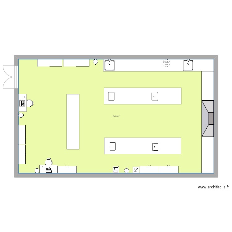 olimpiadas. Plan de 1 pièce et 84 m2