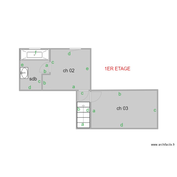 plan plomb rancel niveau 1. Plan de 3 pièces et 15 m2