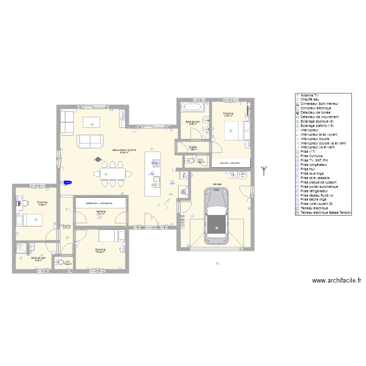 maison 3 chambre 120m2. Plan de 0 pièce et 0 m2