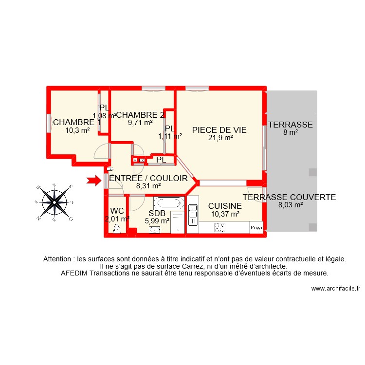 BI 9617 bis. Plan de 15 pièces et 90 m2