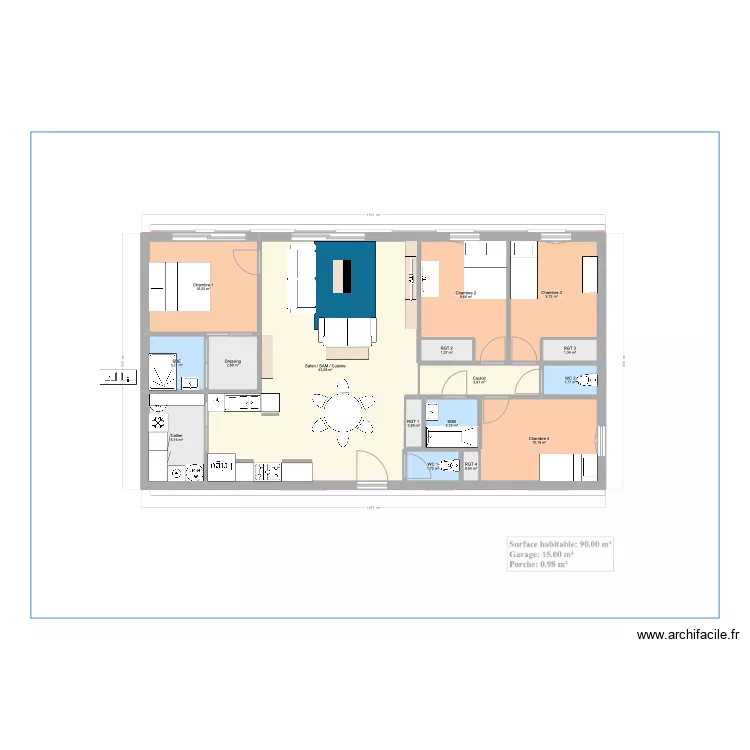 120 m2 type. Plan de 