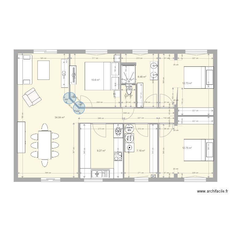 idee maison. Plan de 8 pièces et 94 m2