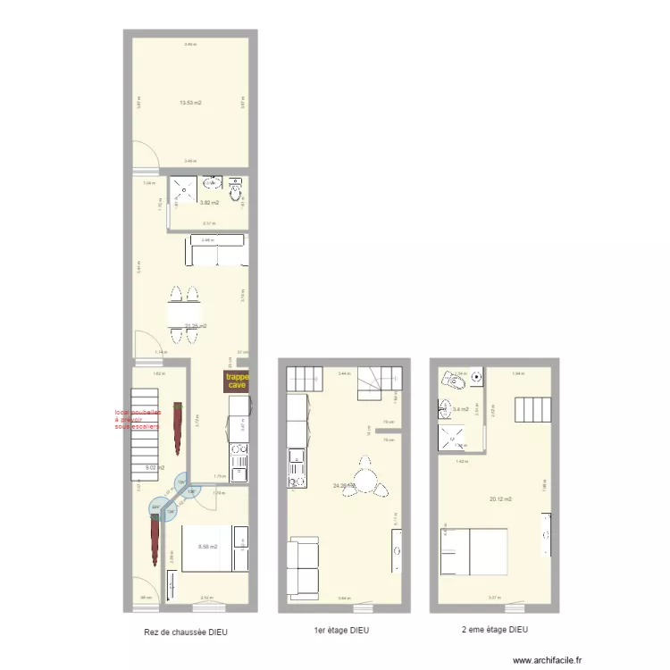 DIEU version 2 unit&eacute;s. Plan de 