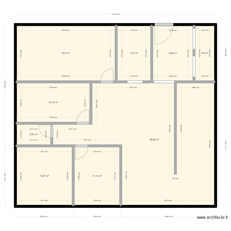 Appart Tonto BEN. Plan de 9 pièces et 142 m2