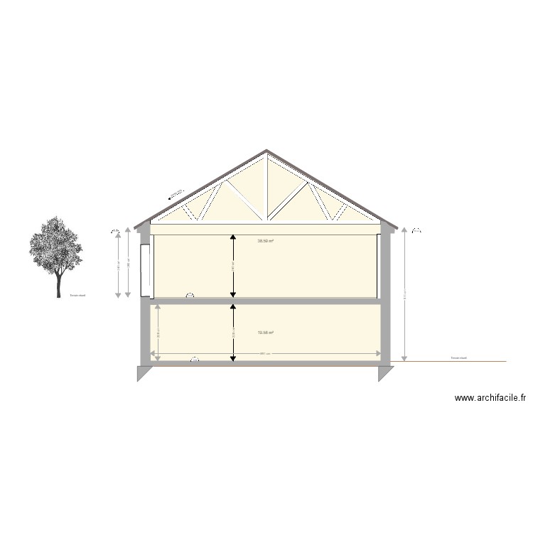 coupe AA 2p. Plan de 0 pièce et 0 m2