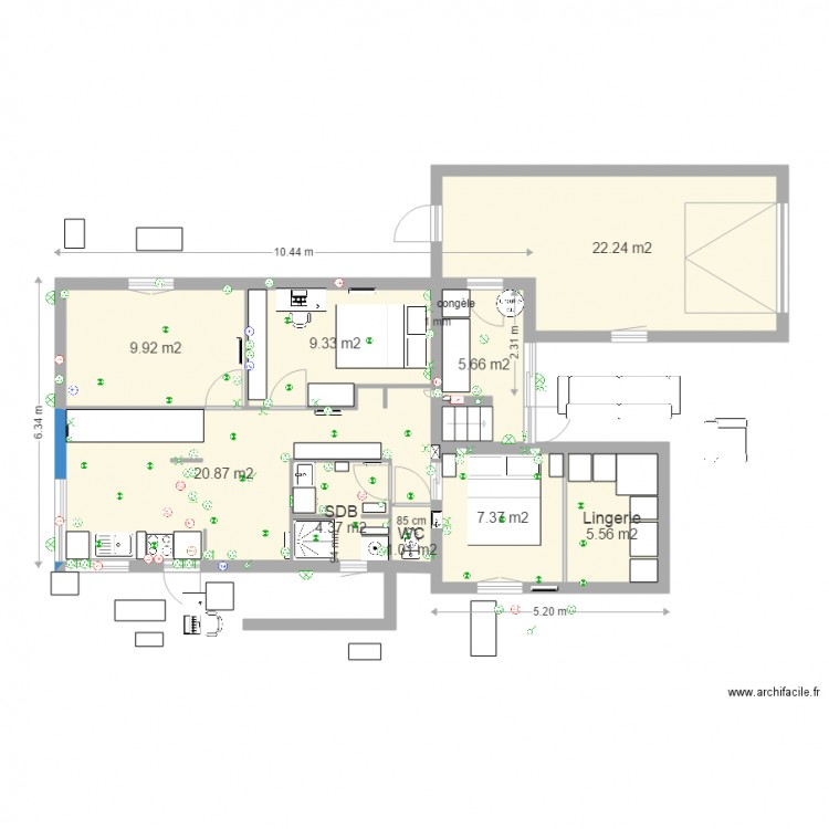 Plan Final ideal au 27 Aout reduit à 45 m2. Plan de 0 pièce et 0 m2