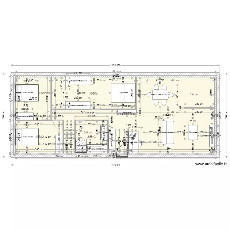 plan maison 100 m2 facade 17m . Plan de 