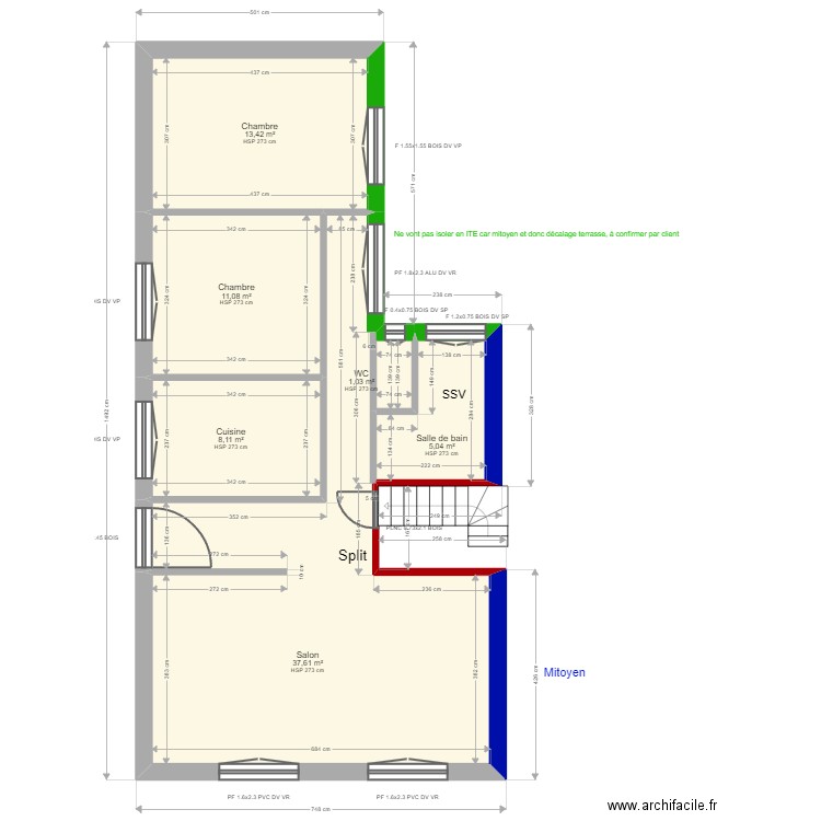 ML24006445 . Plan de 9 pièces et 159 m2