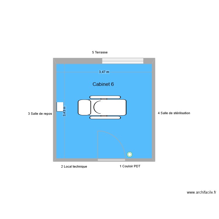 31123 Cabinet 6. Plan de 1 pièce et 12 m2
