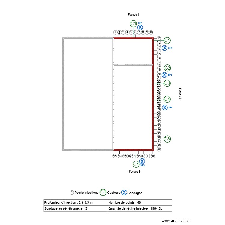 PERSE. Plan de 3 pièces et 56 m2