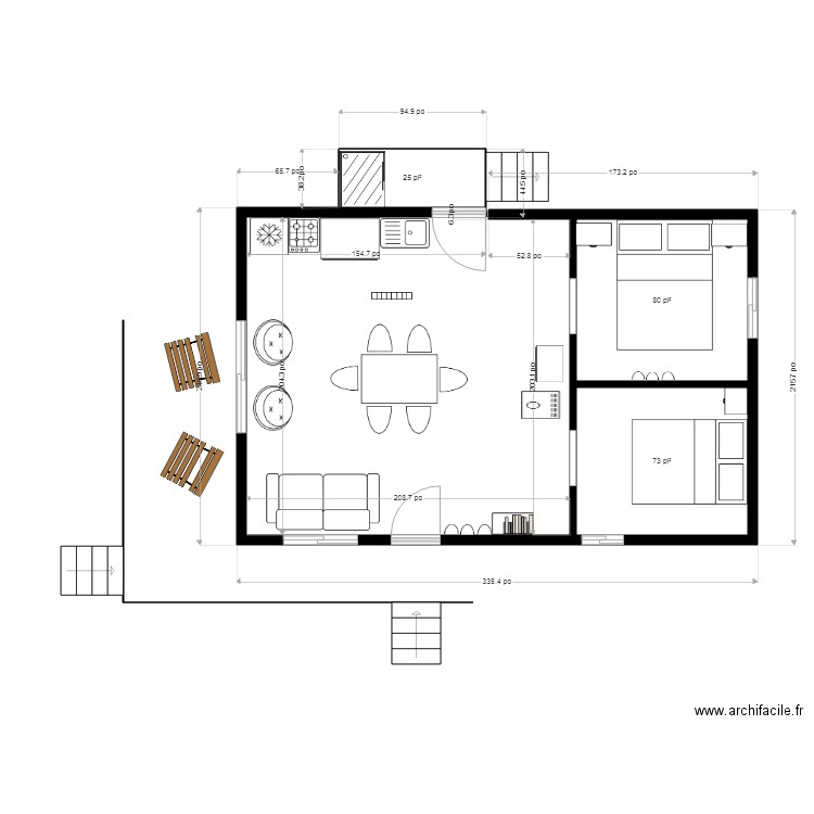 plan 3. Plan de 3 pièces et 17 m2