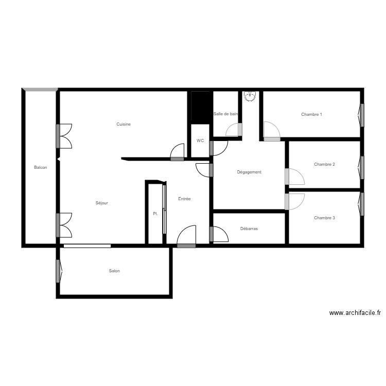 0130B401LG069. Plan de 14 pièces et 94 m2