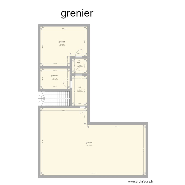 grenier. Plan de 5 pièces et 129 m2
