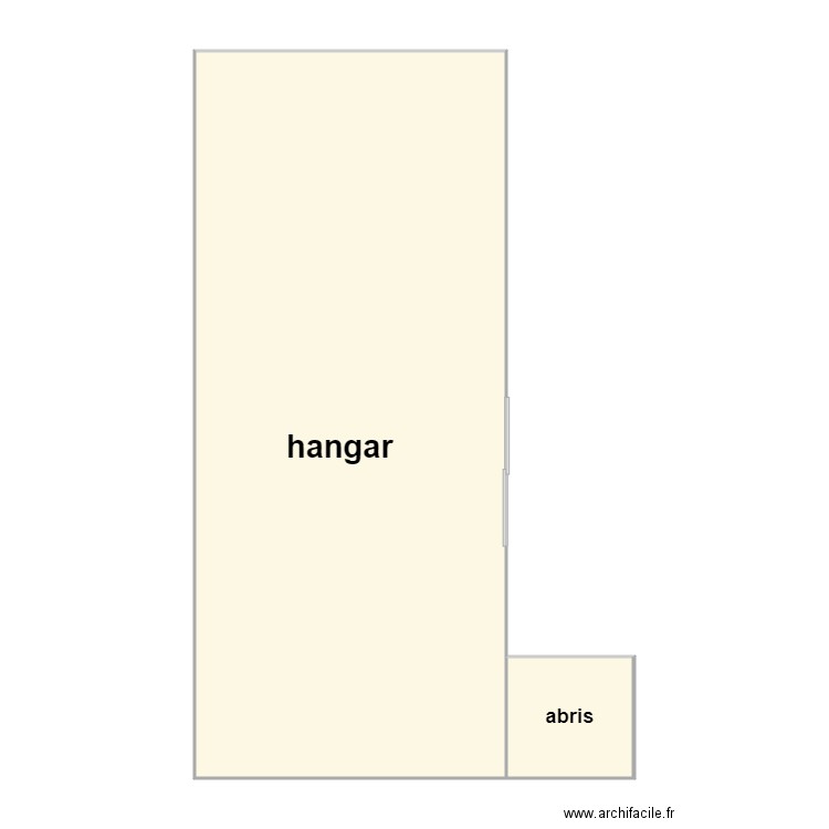 bodin hangar. Plan de 2 pièces et 93 m2