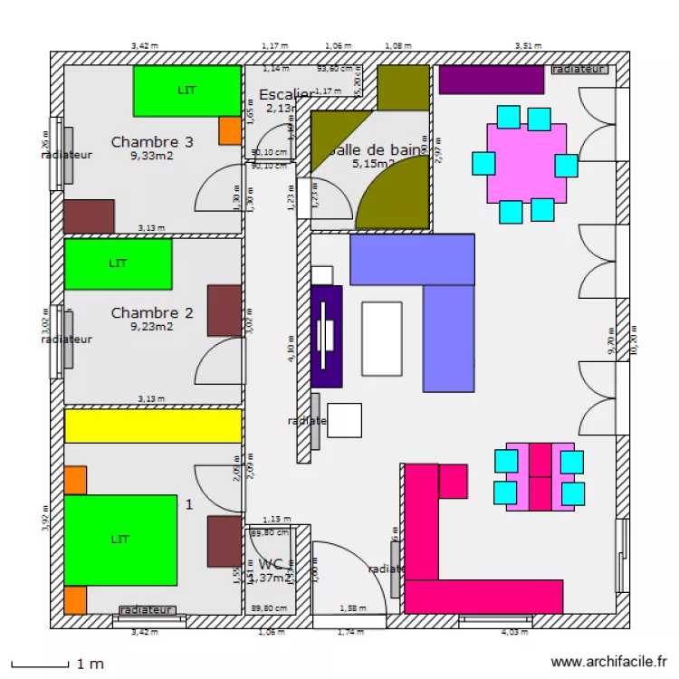 Maison meubl&eacute;e. Plan de 